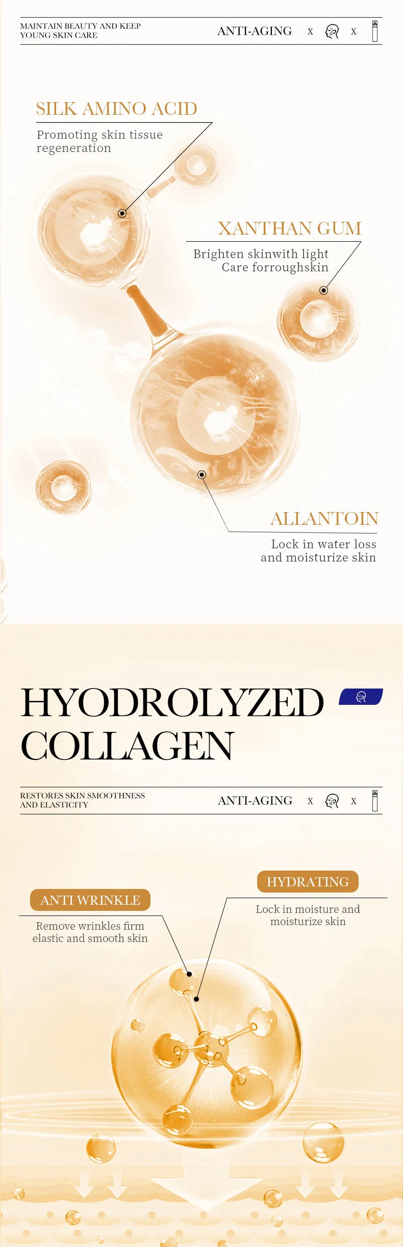 SADOER collagène sérum pour le visage Lotion hydratante émulsion pour le visage contrôle de l'huile réapprovisionnement en eau Essence pour le visage rafraîchissante
