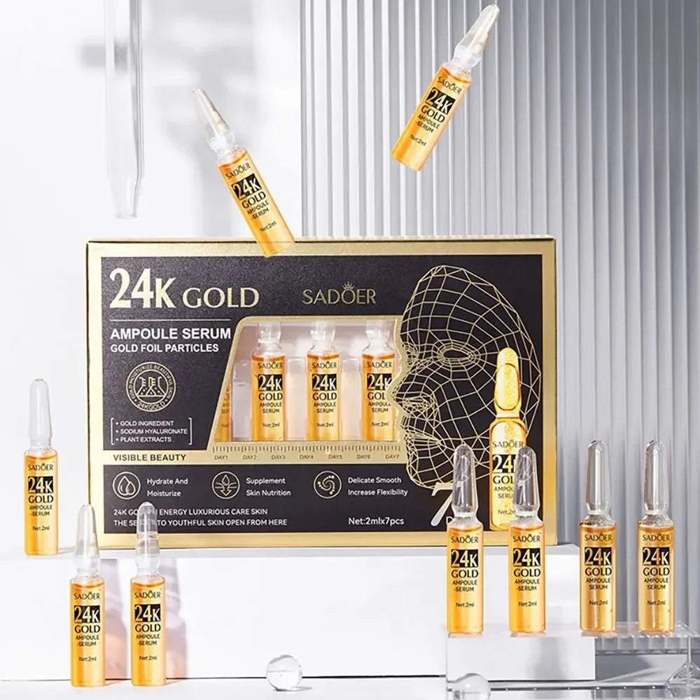 Sérum coréen à l'acide hyaluronique en or 24K, fil de protéines, remplissage de levage, fil de protéines de collagène absorbant, Essence pour le visage à la vitamine C
