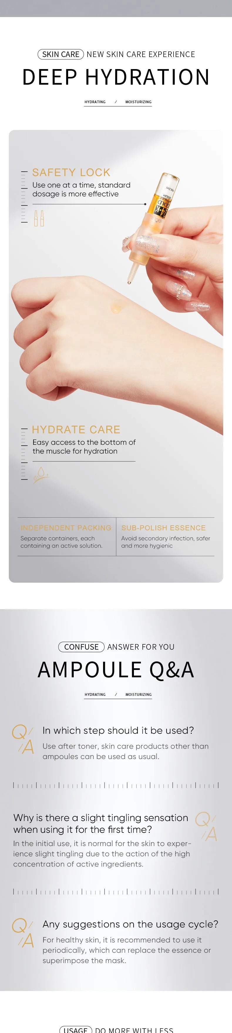 Sérum coréen à l'acide hyaluronique en or 24K, fil de protéines, remplissage de levage, fil de protéines de collagène absorbant, Essence pour le visage à la vitamine C