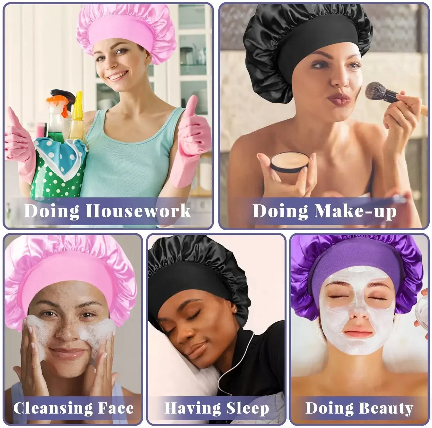 Bonnet doublé en Satin de soie douce, 1 pièce, grand Bonnet de cheveux en Satin, Bonnet de douche de sommeil domestique, couverture enveloppante pour cheveux longs, outil de Salon de coiffure