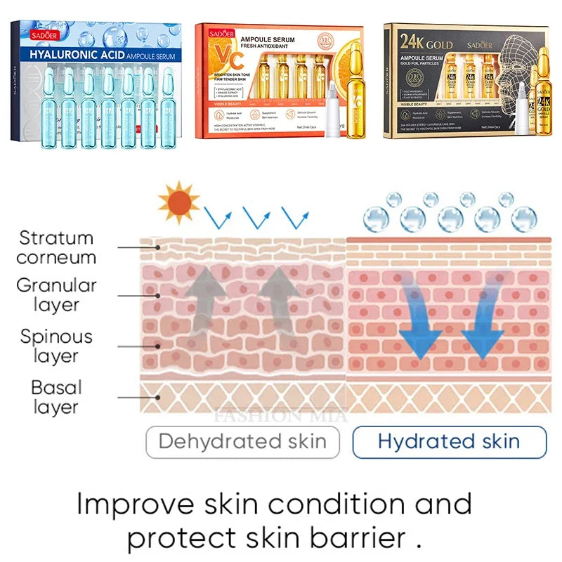 Sérum coréen à l'acide hyaluronique en or 24K, fil de protéines, remplissage de levage, fil de protéines de collagène absorbant, Essence pour le visage à la vitamine C
