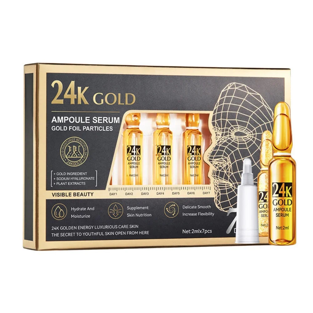 Sérum coréen à l'acide hyaluronique en or 24K, fil de protéines, remplissage de levage, fil de protéines de collagène absorbant, Essence pour le visage à la vitamine C