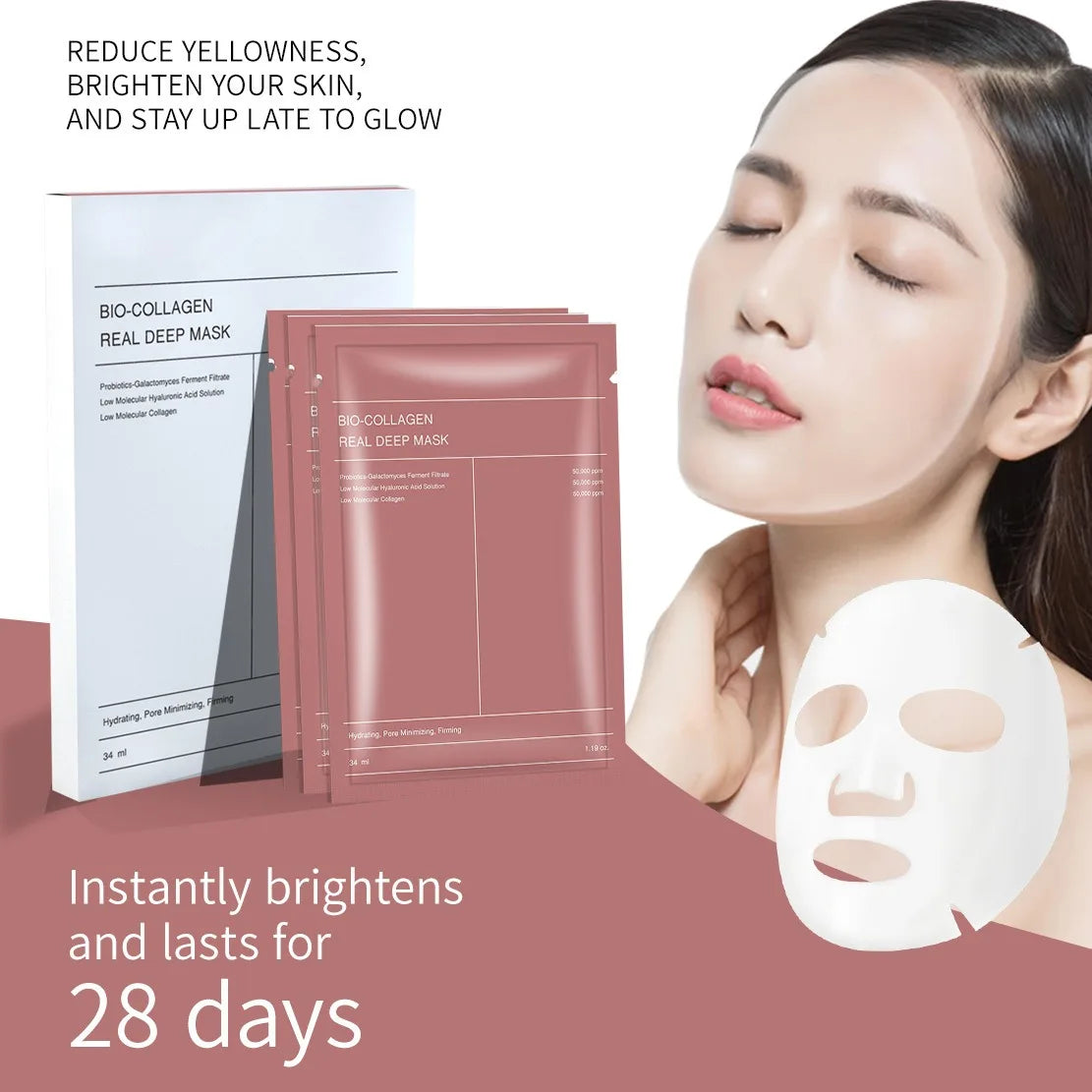 Masque facial au Bio collagène, rétrécit les Pores, hydratant en profondeur, masque de nuit, hydratant, rafraîchissant, éclaircissant, soins pour la peau, 1/4/10 pièces