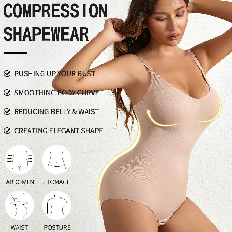 TUNIControl-Combinaison de batterie saillante sans couture solide pour femme, sous-vêtement amincissant, lifting des fesses, corps saillant, 1 pièce