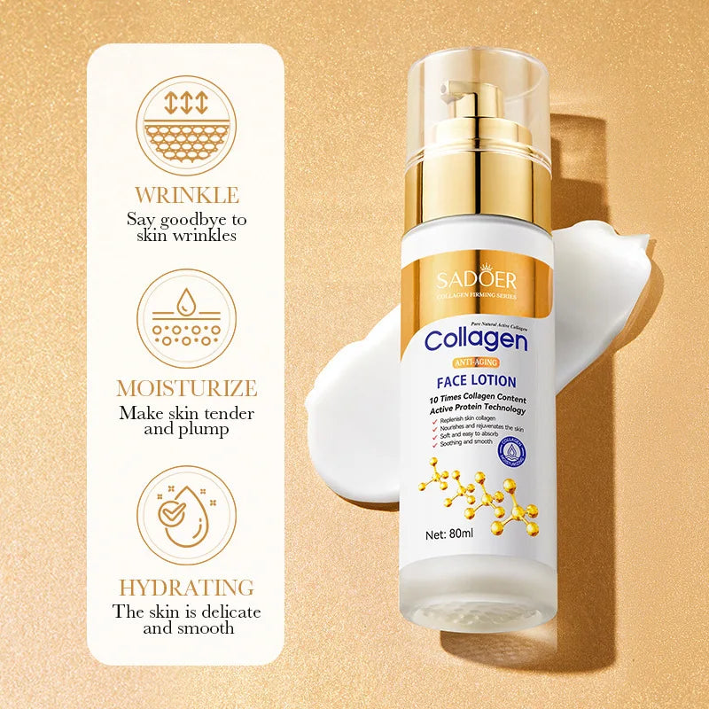 SADOER collagène sérum pour le visage Lotion hydratante émulsion pour le visage contrôle de l'huile réapprovisionnement en eau Essence pour le visage rafraîchissante