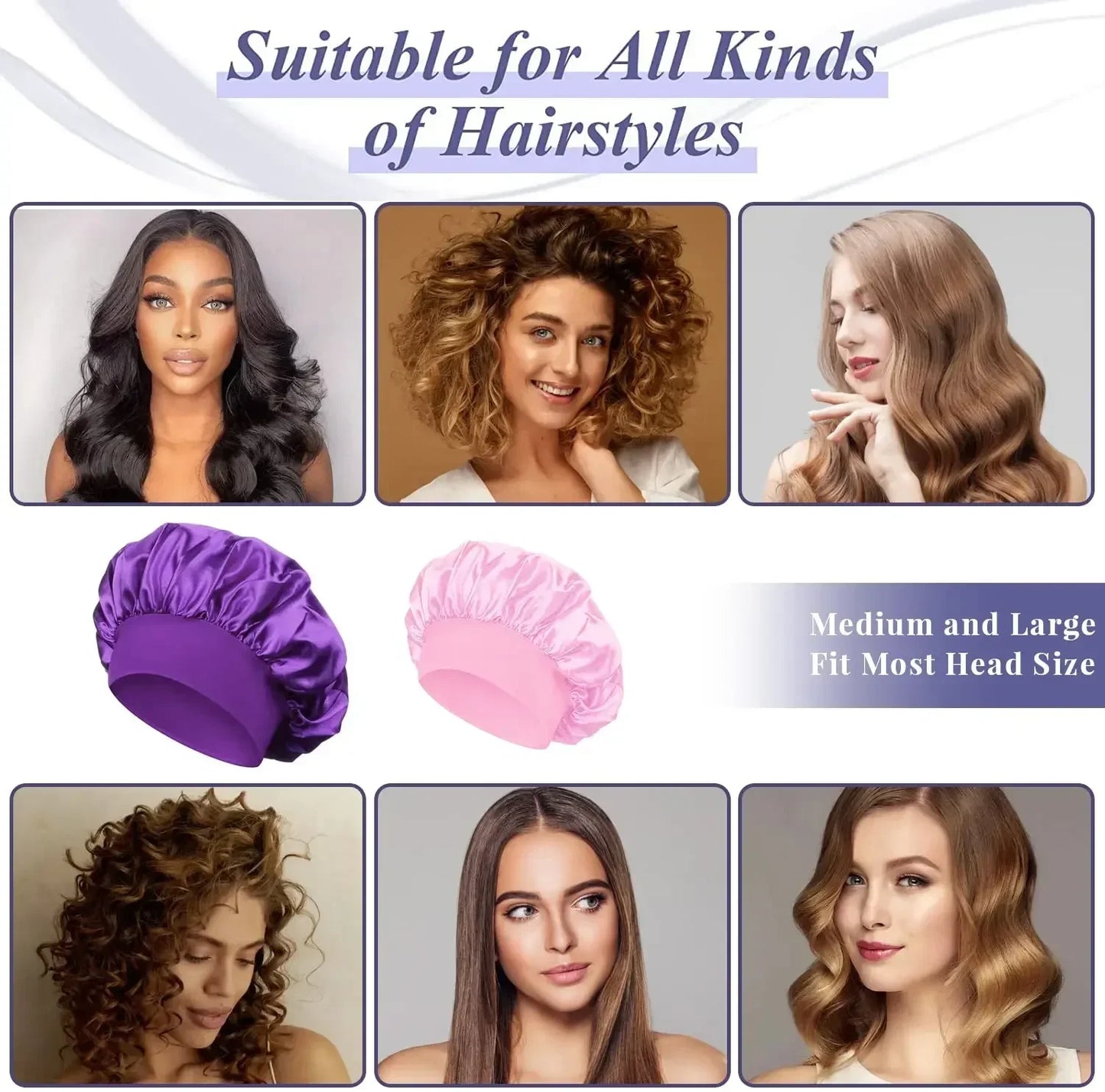 Bonnet doublé en Satin de soie douce, 1 pièce, grand Bonnet de cheveux en Satin, Bonnet de douche de sommeil domestique, couverture enveloppante pour cheveux longs, outil de Salon de coiffure