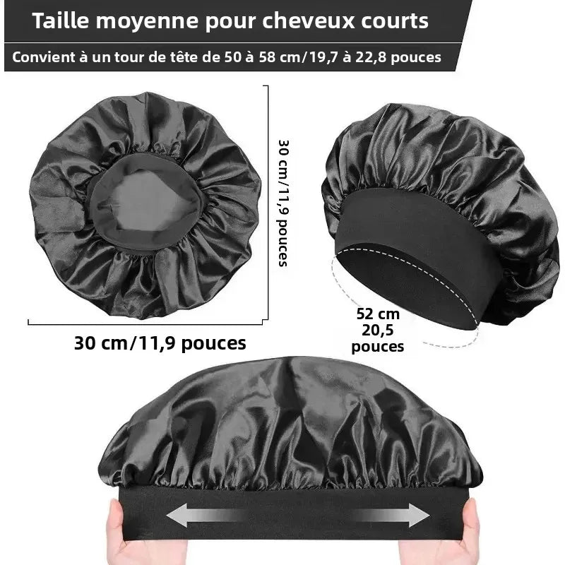 Bonnet doublé en Satin de soie douce, 1 pièce, grand Bonnet de cheveux en Satin, Bonnet de douche de sommeil domestique, couverture enveloppante pour cheveux longs, outil de Salon de coiffure