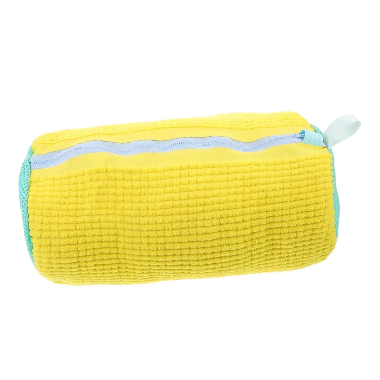 Sac de Machine à laver les chaussures Durable pour tous les Types de chaussures-jaune avec fermeture éclair bleue, idéal pour les baskets et les chaussures décontractées, sac de lavage du linge