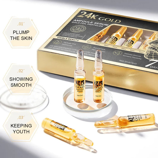 Sérum coréen à l'acide hyaluronique en or 24K, fil de protéines, remplissage de levage, fil de protéines de collagène absorbant, Essence pour le visage à la vitamine C
