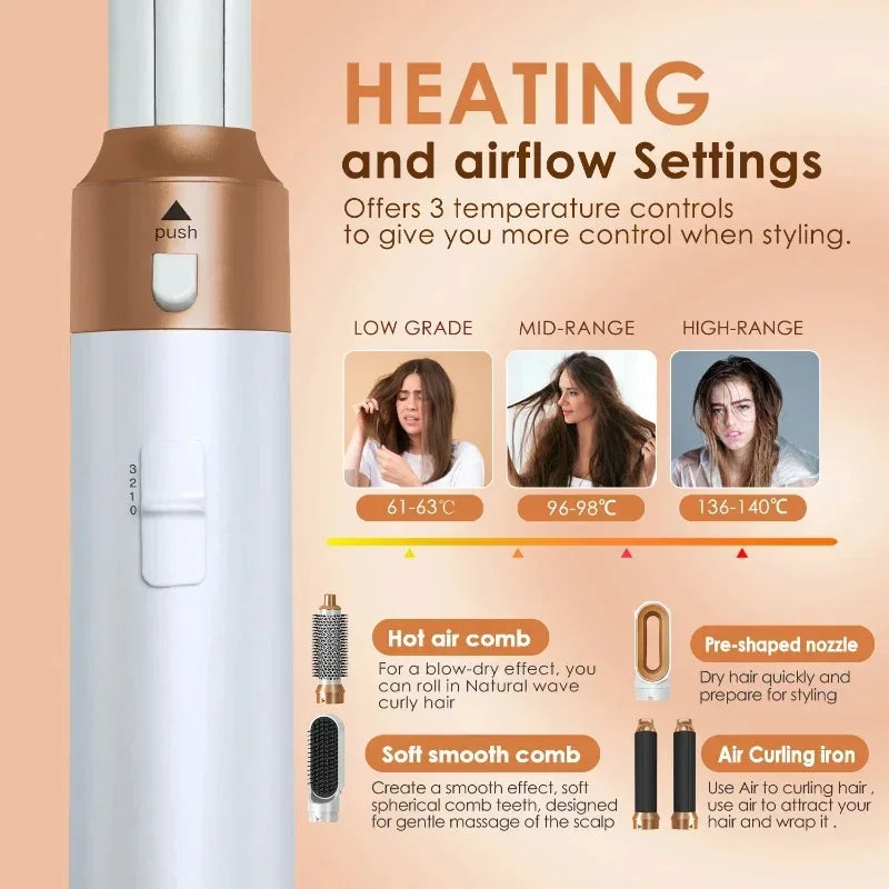 5 en 1 sèche-cheveux ensemble de peigne chaud fer à friser professionnel lisseur outil de coiffure pour Dyson Airwrap sèche-cheveux ménage